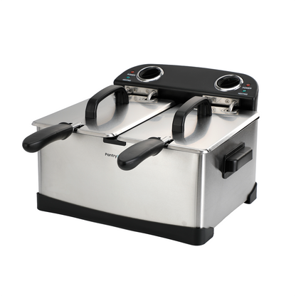 PantryPro 4 Liter Stainless Steel Dual-Tank Electric Deep Fryer