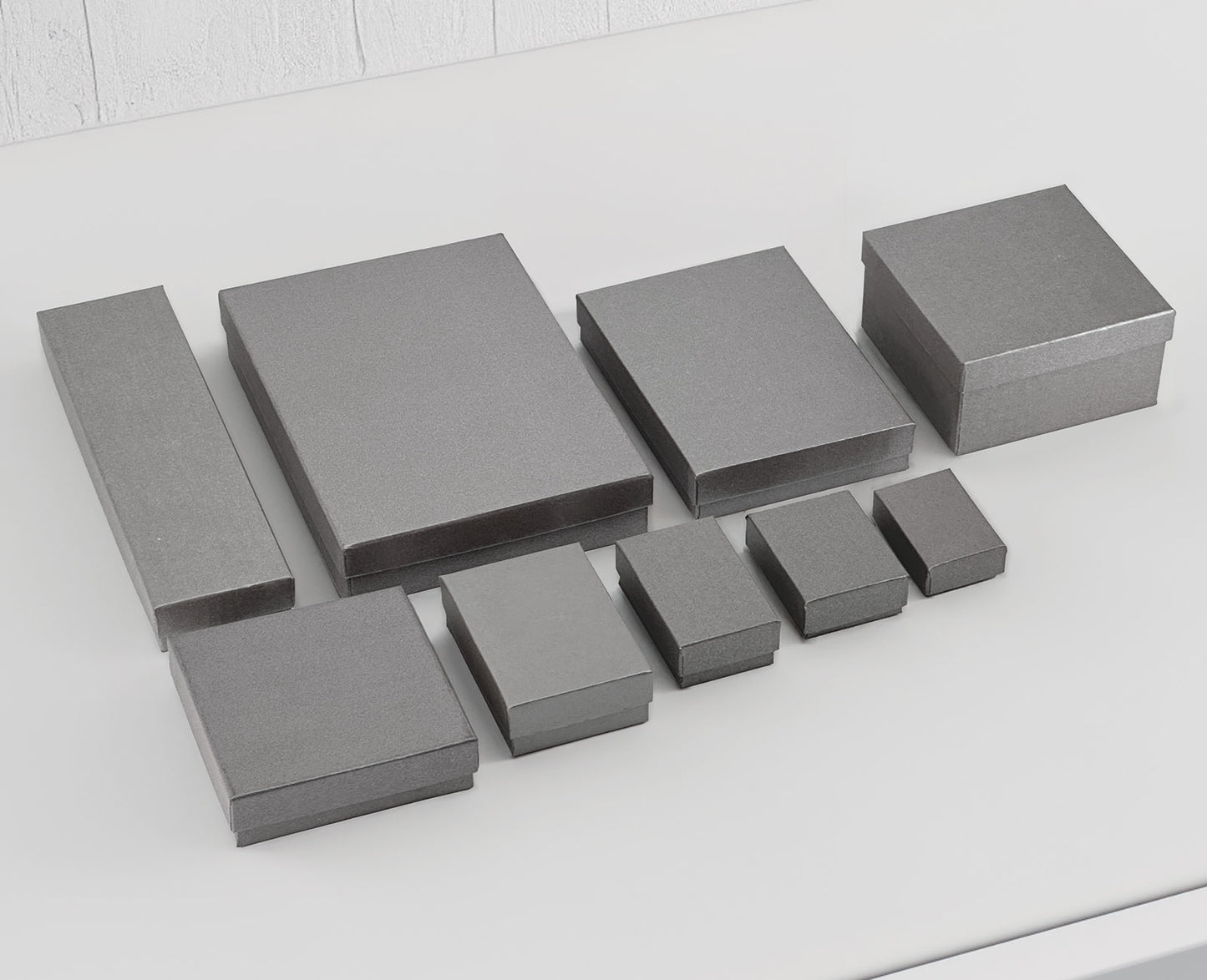 8" x 2" x 1" Pearl Gray Cotton Filled Box