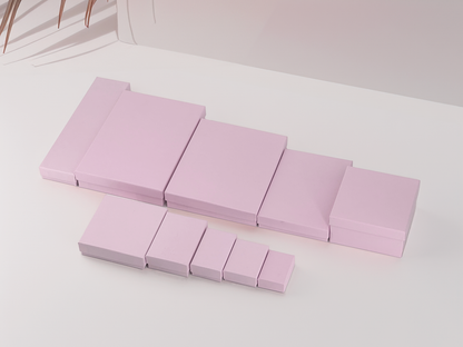 3 1/2" x 3 1/2" x 1" Pink Cotton Filled Paper Box