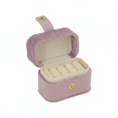Pink Velvet Portable Jewelry Organizer Storage Case