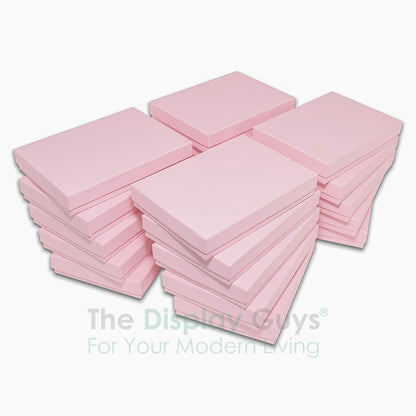6 1/8" x 5 1/8" x 1 1/8" Pink Cotton Filled Jewelry Boxes