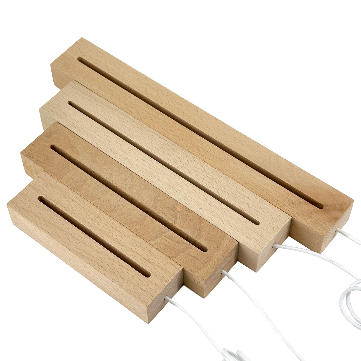 6" x 1 3/4" Rectangular Wood Base White LED Light with Switch (2-Pack)