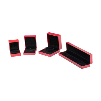 2 1/4" x 2 1/4" Red Leatherette Black Velvet Interior Ring Jewelry Box
