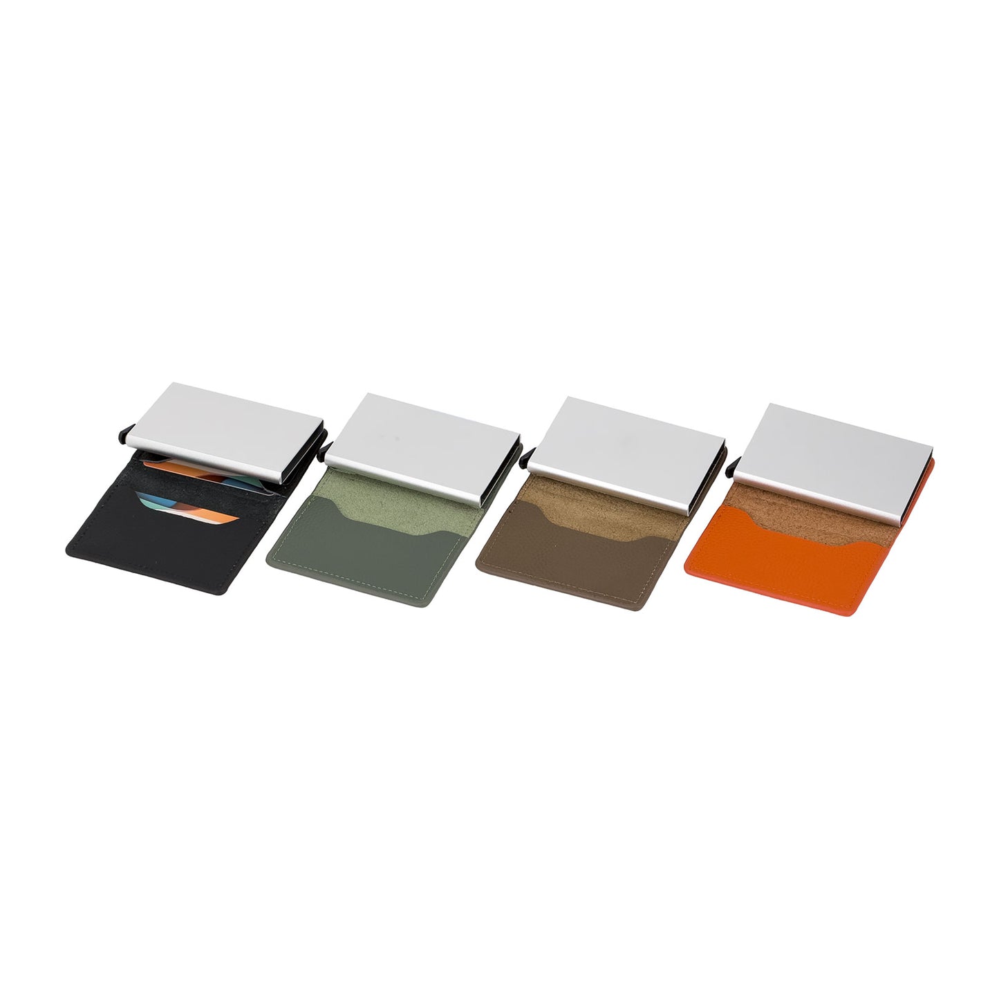 RFID Blocking Genuine Leather Pop-Up Card Holder Wallet