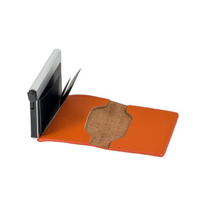 RFID Blocking Genuine Leather Pop-Up Card Holder Wallet