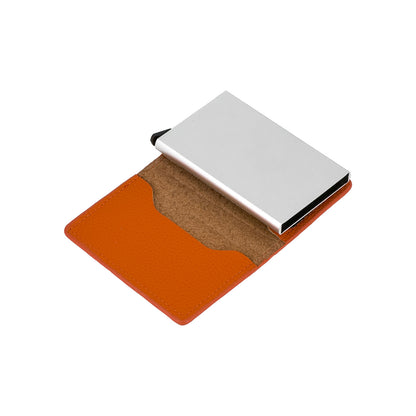 RFID Blocking Genuine Leather Pop-Up Card Holder Wallet