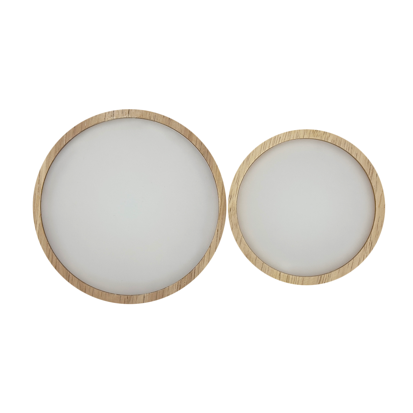 3" Round Wood Base White Diffused LED Light with Switch (2-Pack)