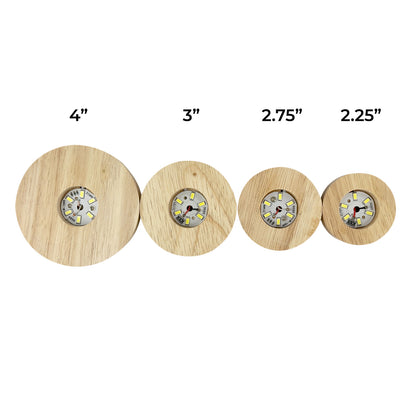 2 1/4" Round Wood Base White LED Light with Switch