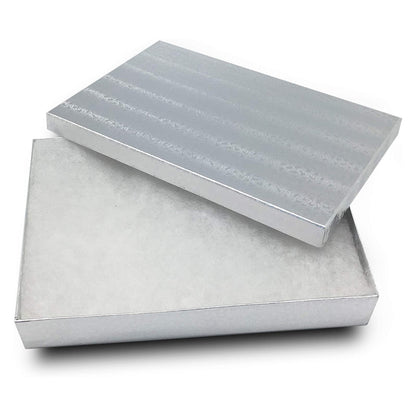5" x 4" x 1" Silver Cotton Filled Paper Box