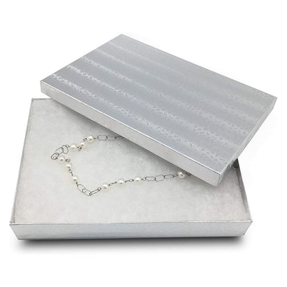 5" x 4" x 1" Silver Cotton Filled Paper Box