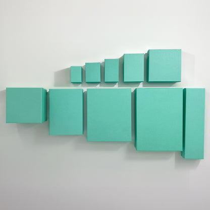 3 1/2" x 3 1/2" x 1" Teal Cotton Filled Paper Box