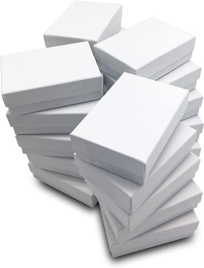 3 1/4" x 2 1/4" x 1"H White Swirl Cotton Filled Paper Box