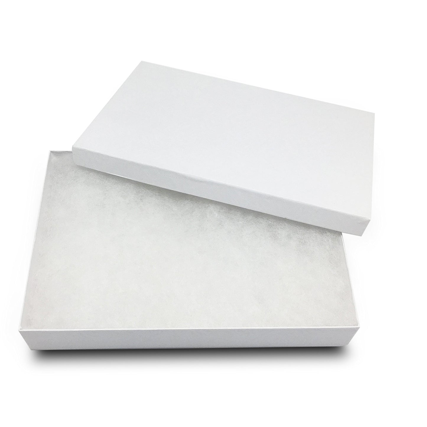 8 1/8" x 5 5/8" x 1 3/8" White Swirl Cotton Filled Paper Box