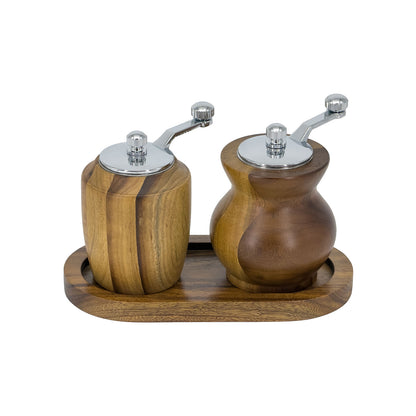 Walnut Salt and Pepper Grinder Set with Tray