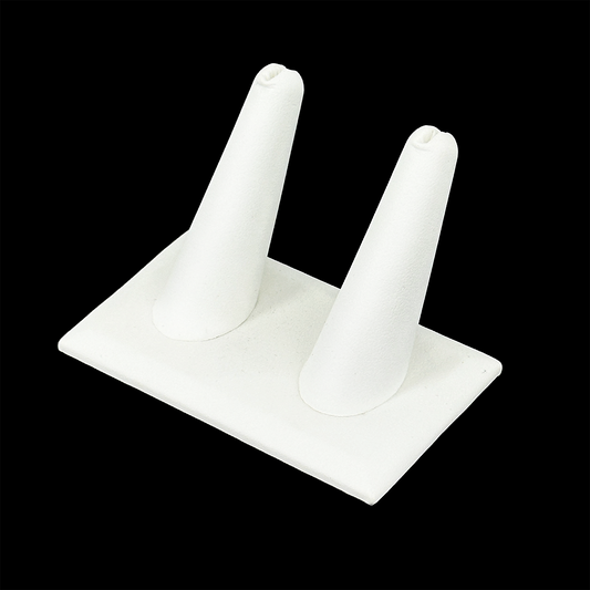 White Leatherette Double Ring Finger Display