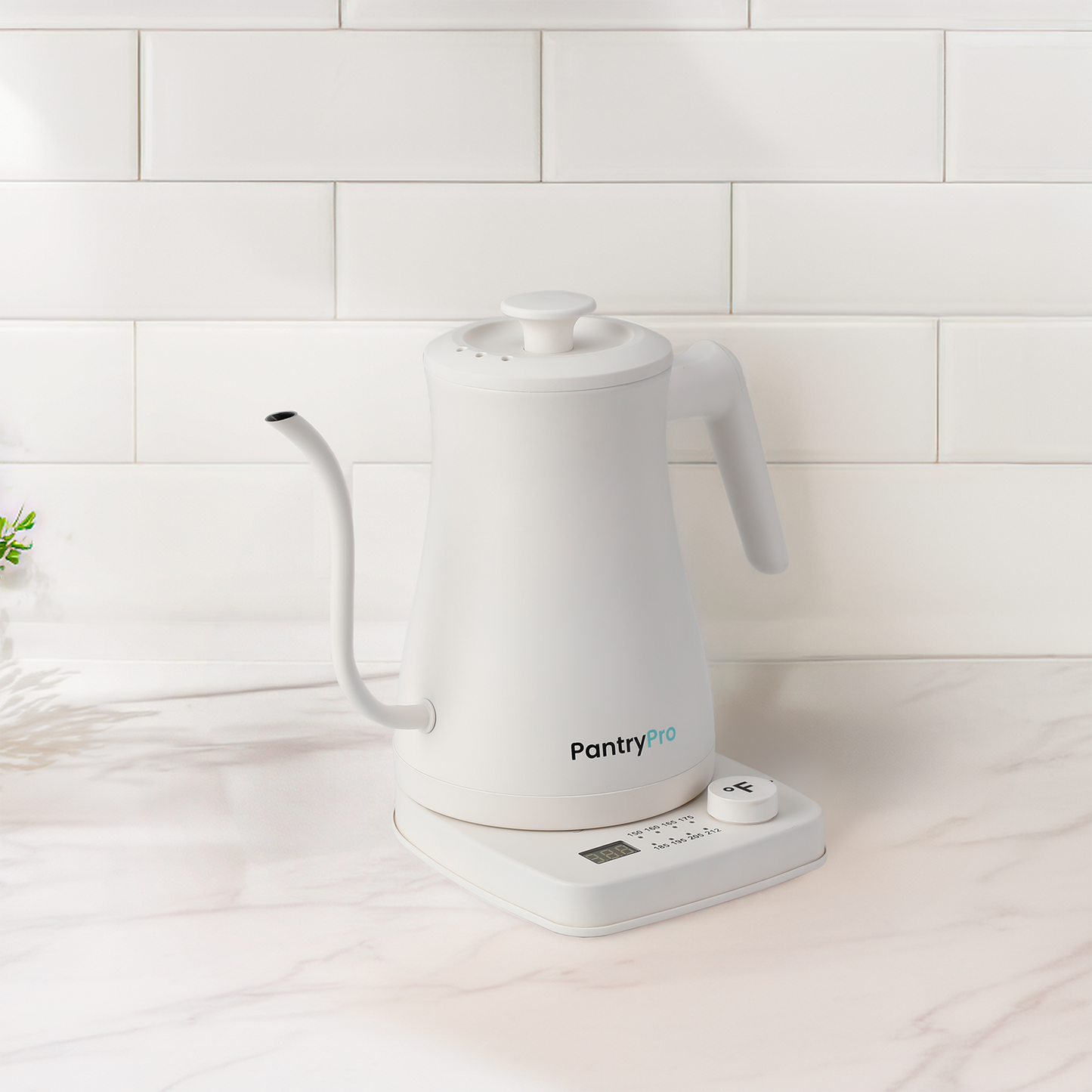 White PantryPro 1L Rapid-Boil Electric Gooseneck Kettle