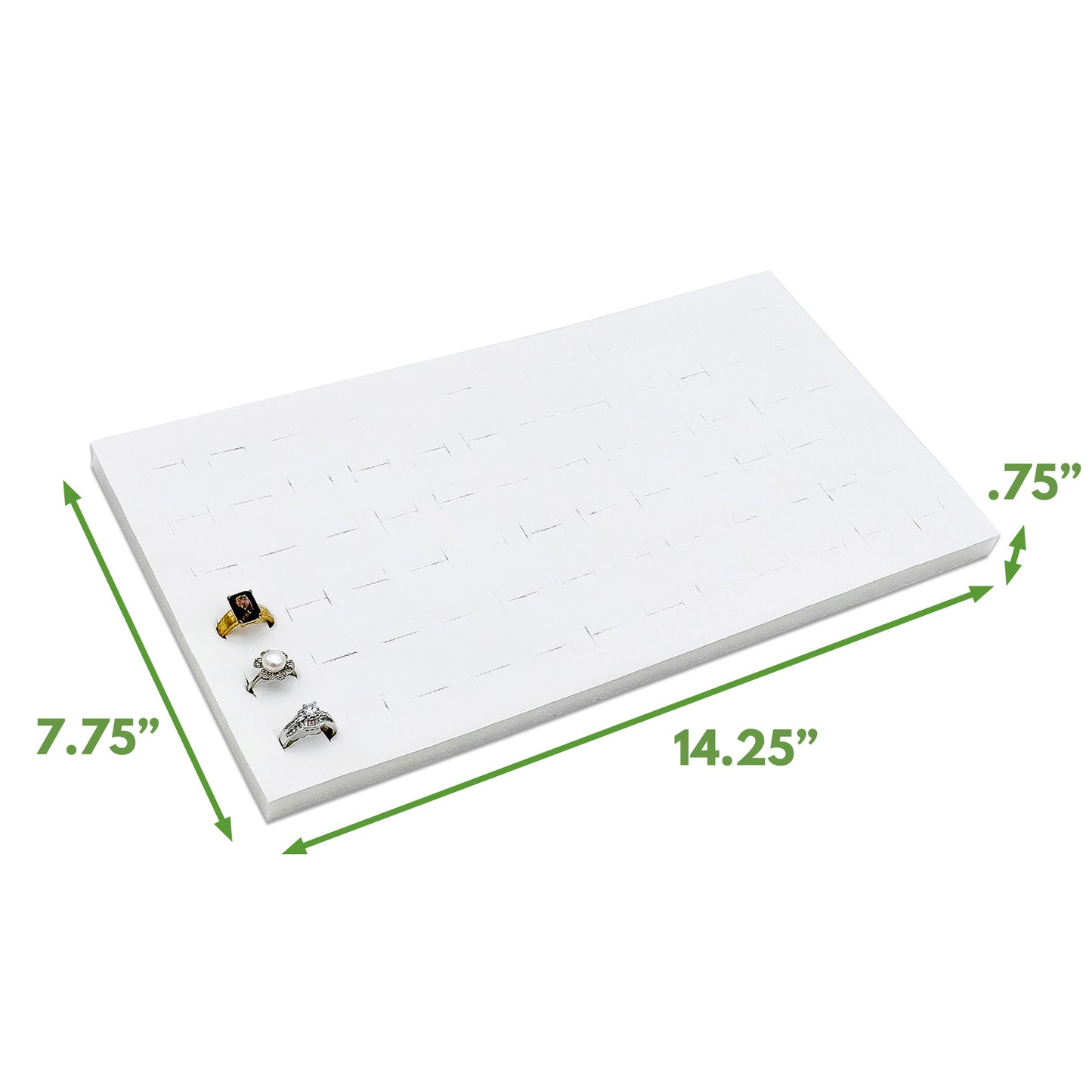 White Velvet Ring Foam for 72 Rings