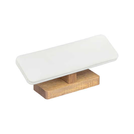 White Velvet T-Bar Bracelet Display with Wood Base