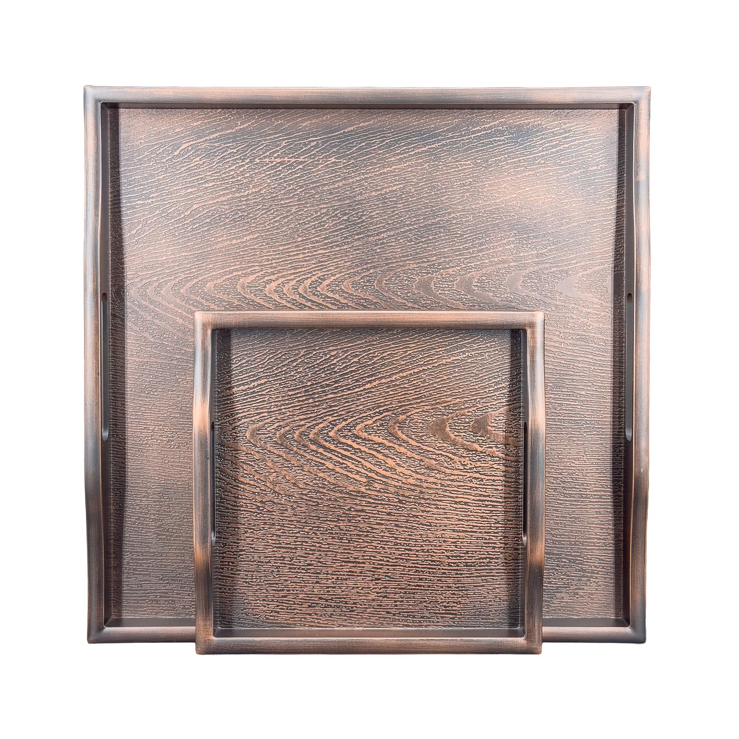 15 5/8" x 15 5/8" Wood Grain Texture Plastic Tray with Handles