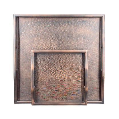 15 5/8" x 15 5/8" Wood Grain Texture Plastic Tray with Handles