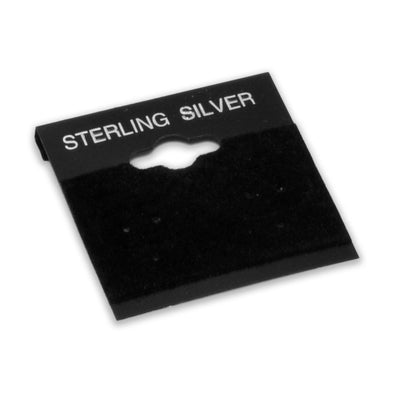 1 1/2" x 1 1/2" Black "Sterling Silver" Earring Card with Flocked Velvet