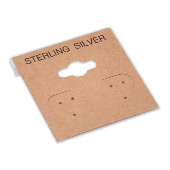 1 1/2" x 1 1/2" Kraft "Sterling Silver" Hanging Earring Cards