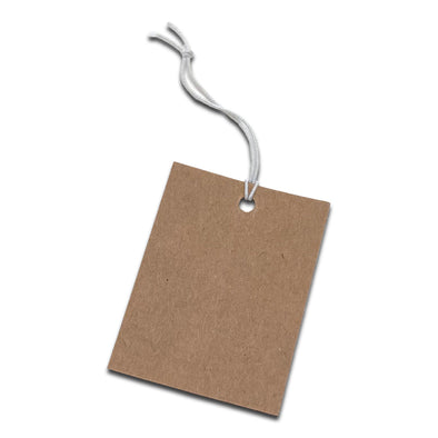 1 1/8" x 1 1/2" Kraft Paper Tag with Elastic String 100 Pack