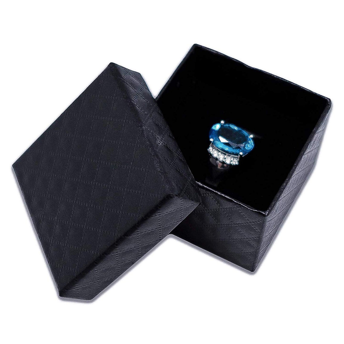 1 3/4" x 1 3/4" Black Diamond Pattern Cardboard Jewelry Box