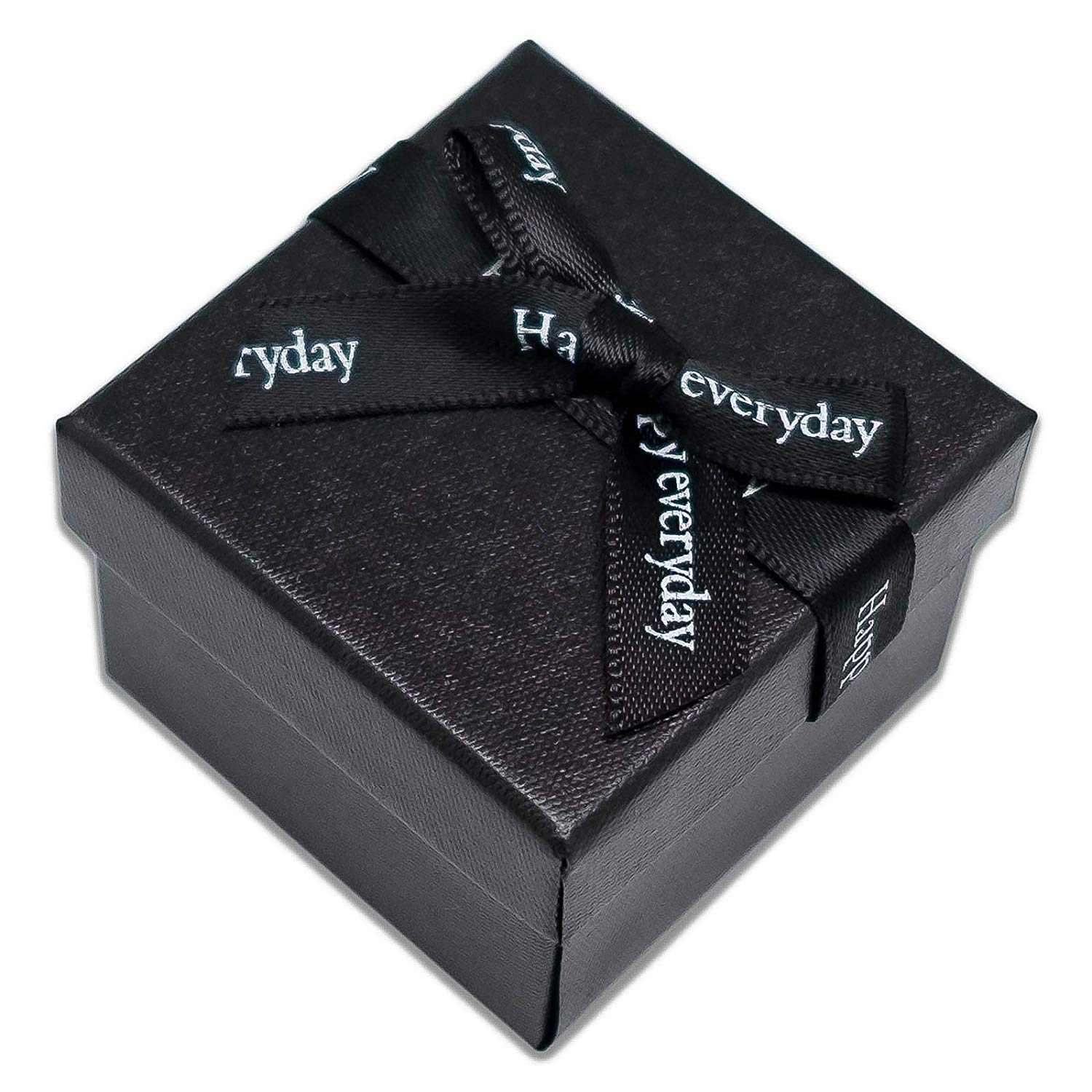 1 3/4" x 1 3/4" Black Linen Paper Cardboard Ribbon Bow Jewelry Box
