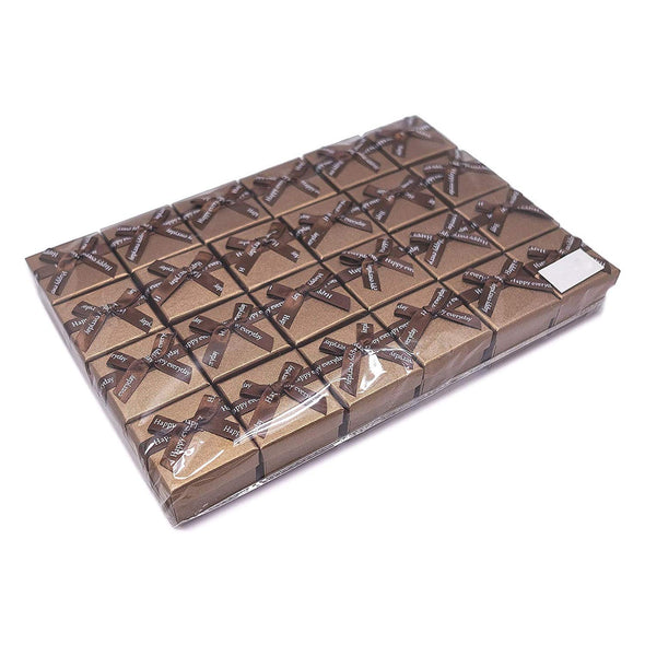 1 3/4" x 1 3/4" Brown Linen Paper Cardboard Ribbon Bow Jewelry Box