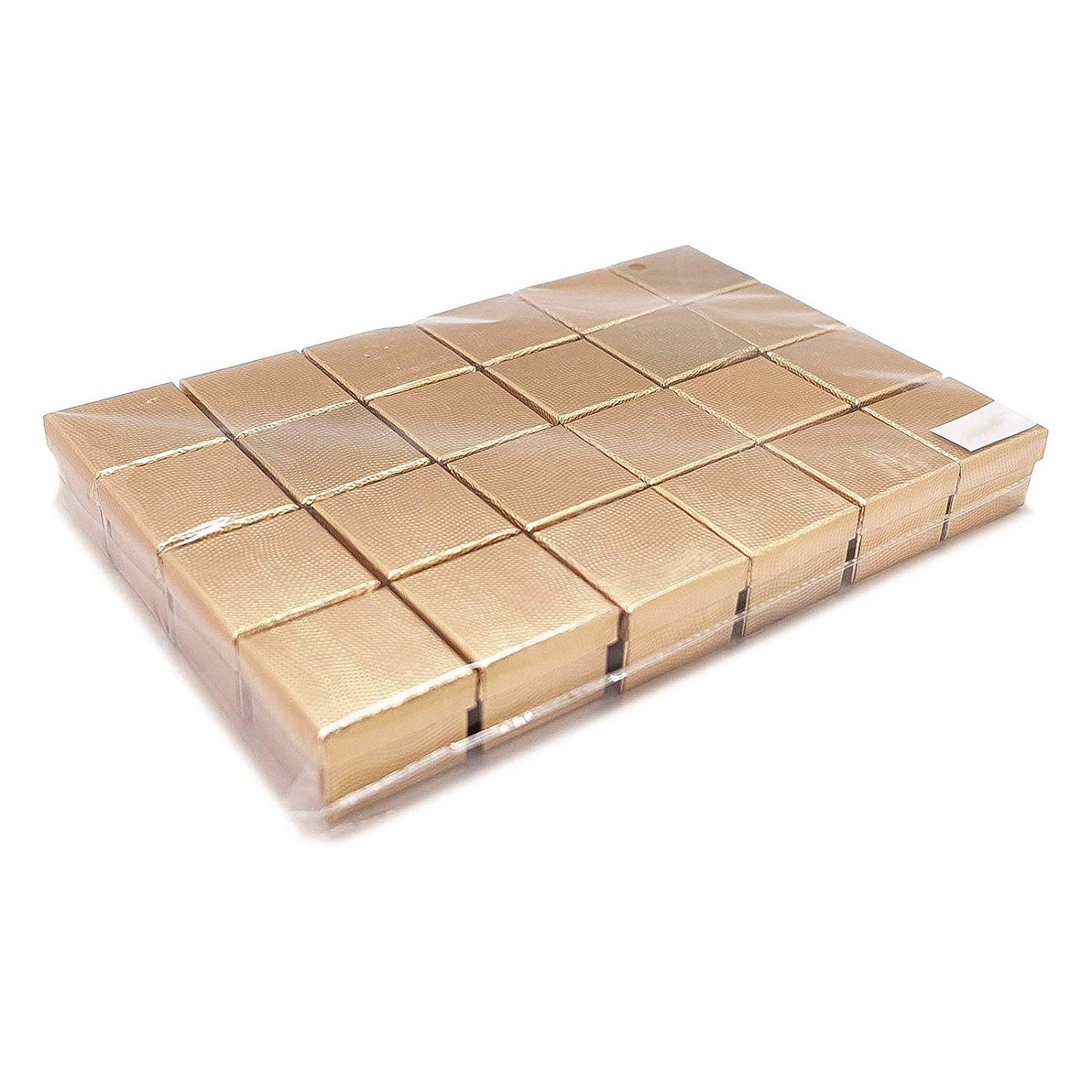 1 3/4" x 1 3/4" Gold Cardboard Jewelry Box with White Velvet Insert