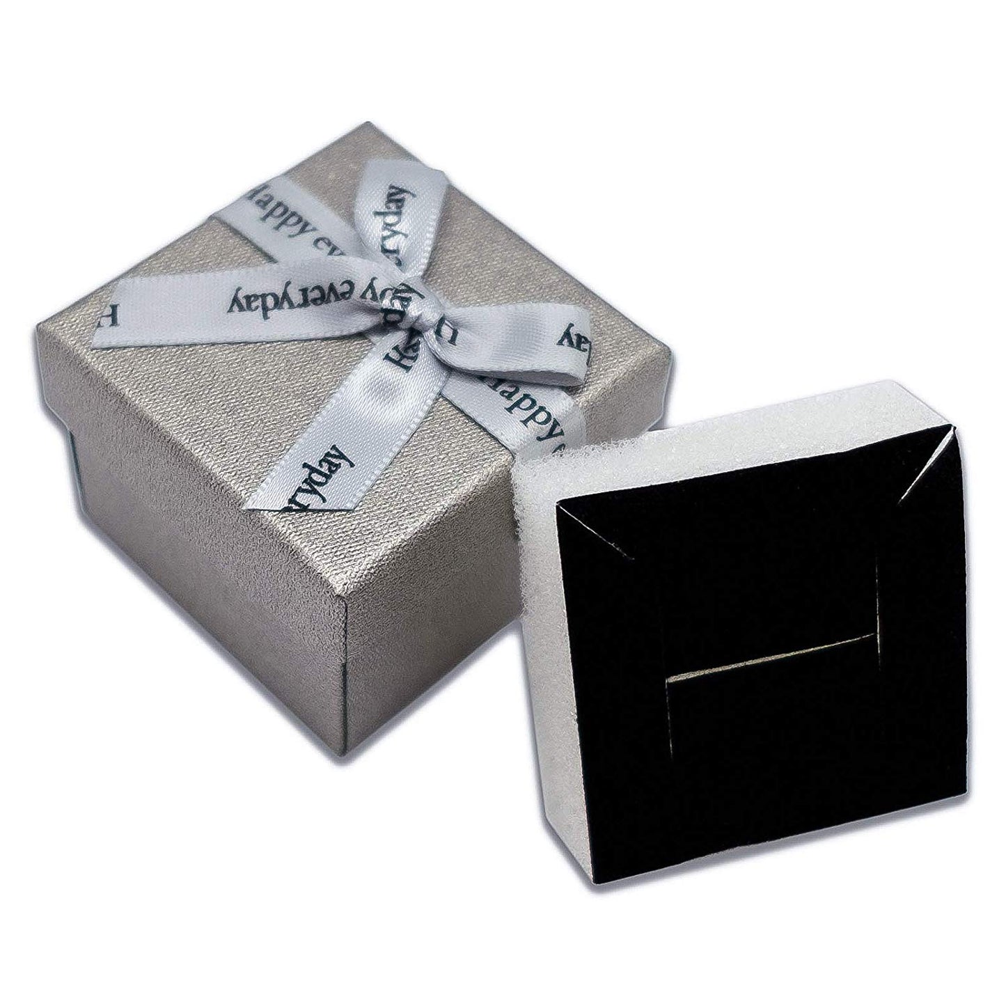 1 3/4" x 1 3/4" Gray Linen Paper Cardboard Ribbon Bow Jewelry Box