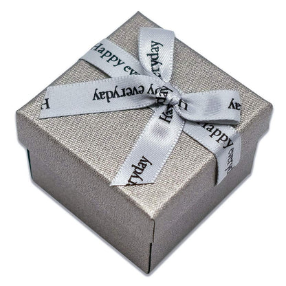 1 3/4" x 1 3/4" Gray Linen Paper Cardboard Ribbon Bow Jewelry Box