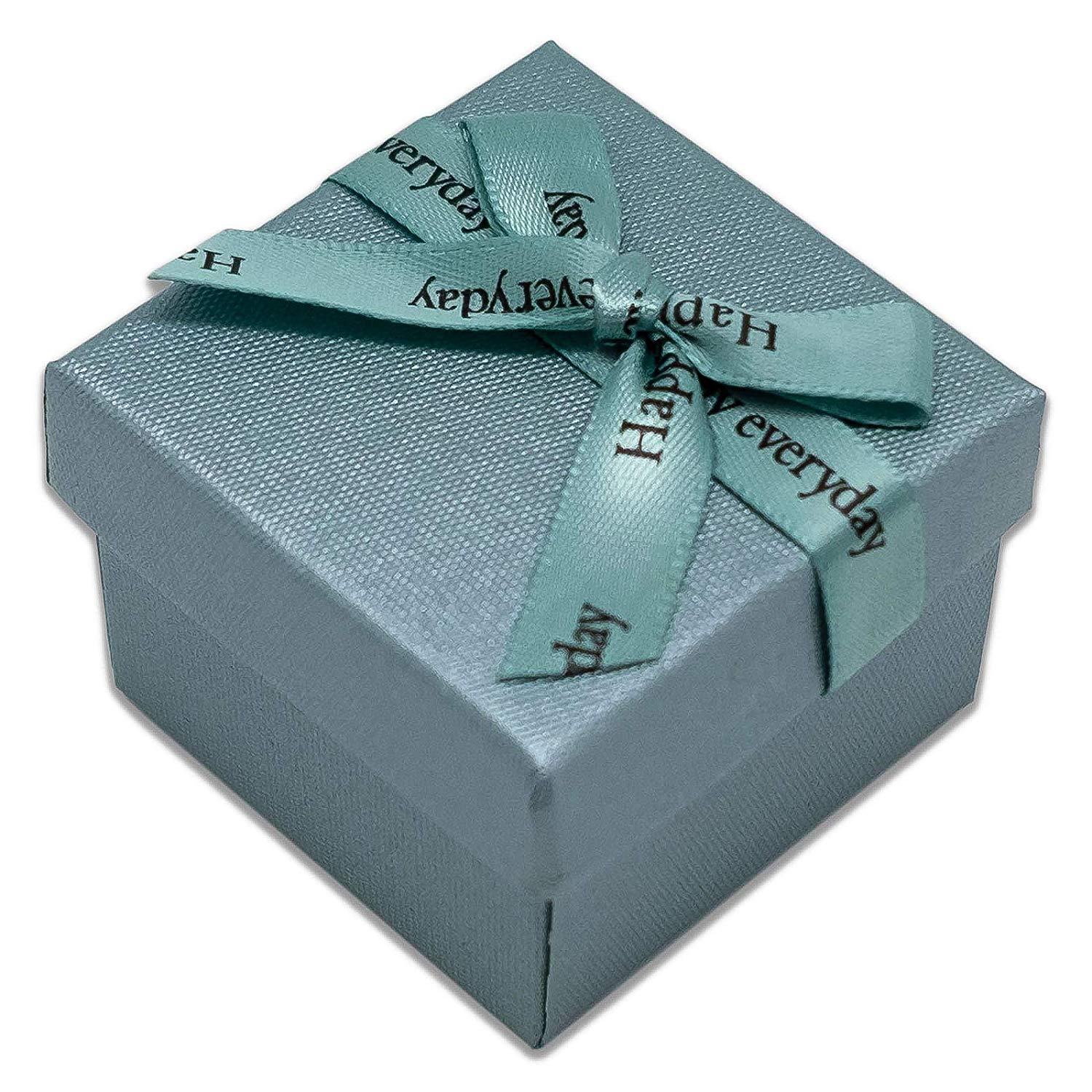 1 3/4" x 1 3/4" Teal Blue Linen Paper Cardboard Ribbon Bow Jewelry Box