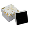 1 3/4" x 1 3/4" White and Gold Polka Dot Cardboard Ribbon Bow Jewelry Box