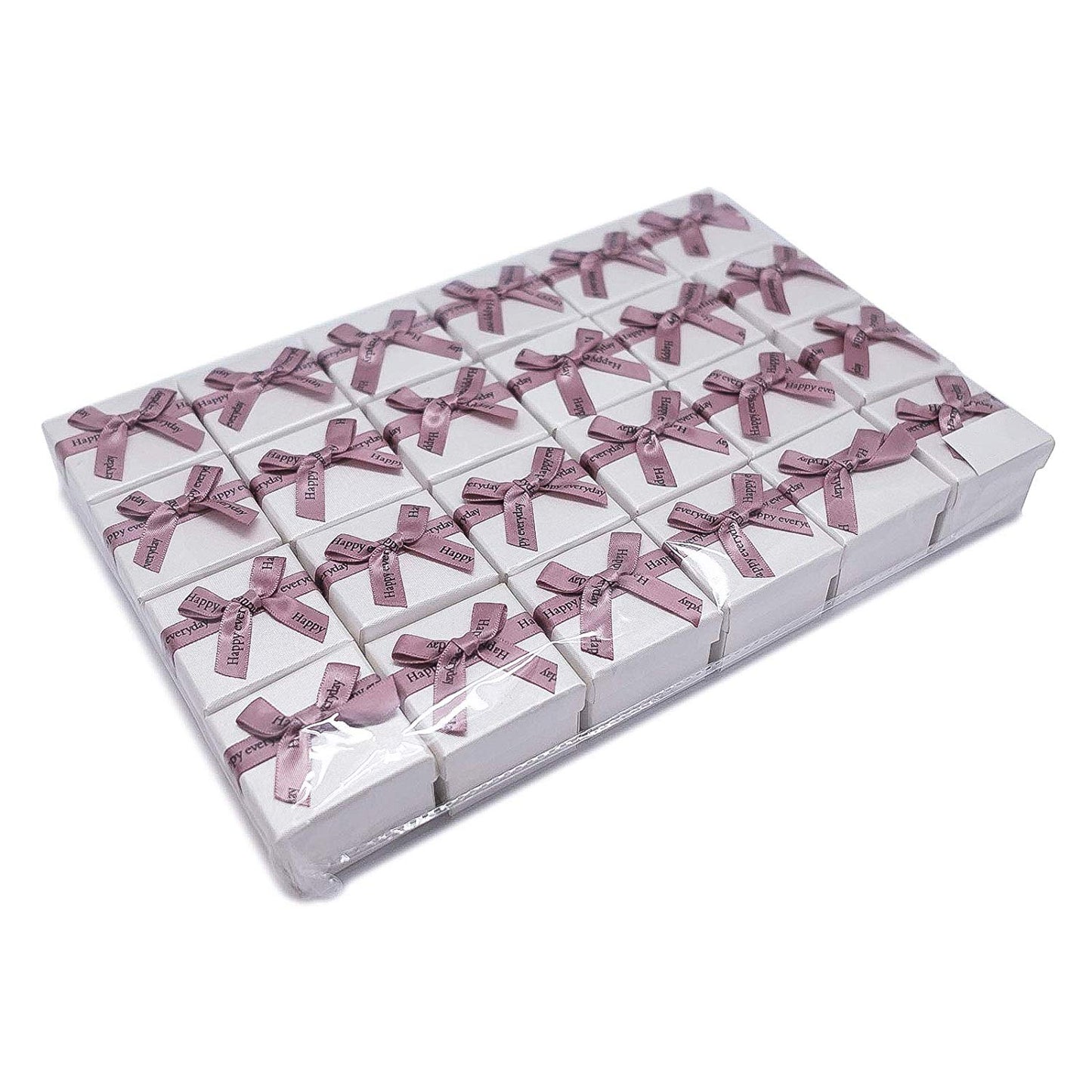 1 3/4" x 1 3/4" White Linen Paper Cardboard Ribbon Bow Jewelry Box