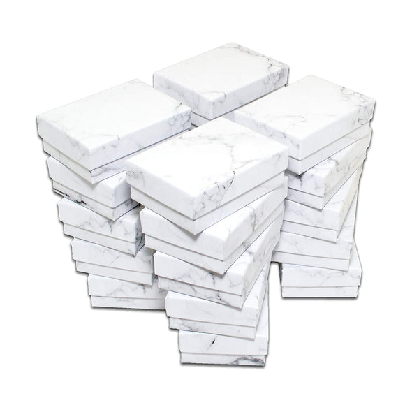 1 15/16" x 1 1/4" x 11/16" Marble White Cotton Filled Paper Box