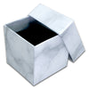 1 9/16" x 1 9/16" Marble White Paper Ring Box with Black Foam Insert