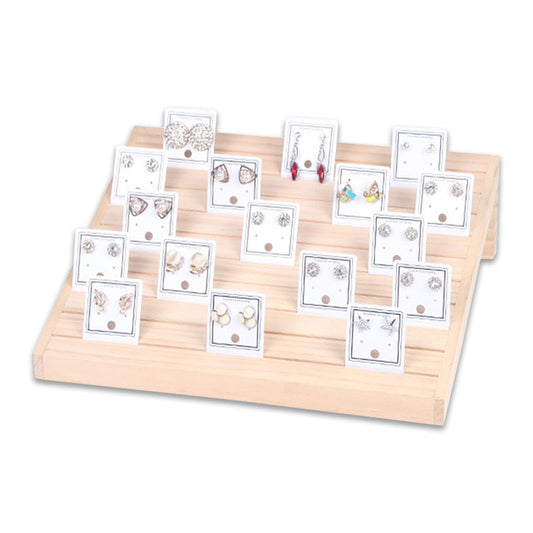 10 Row Natural Wood Earring Card Display Stand