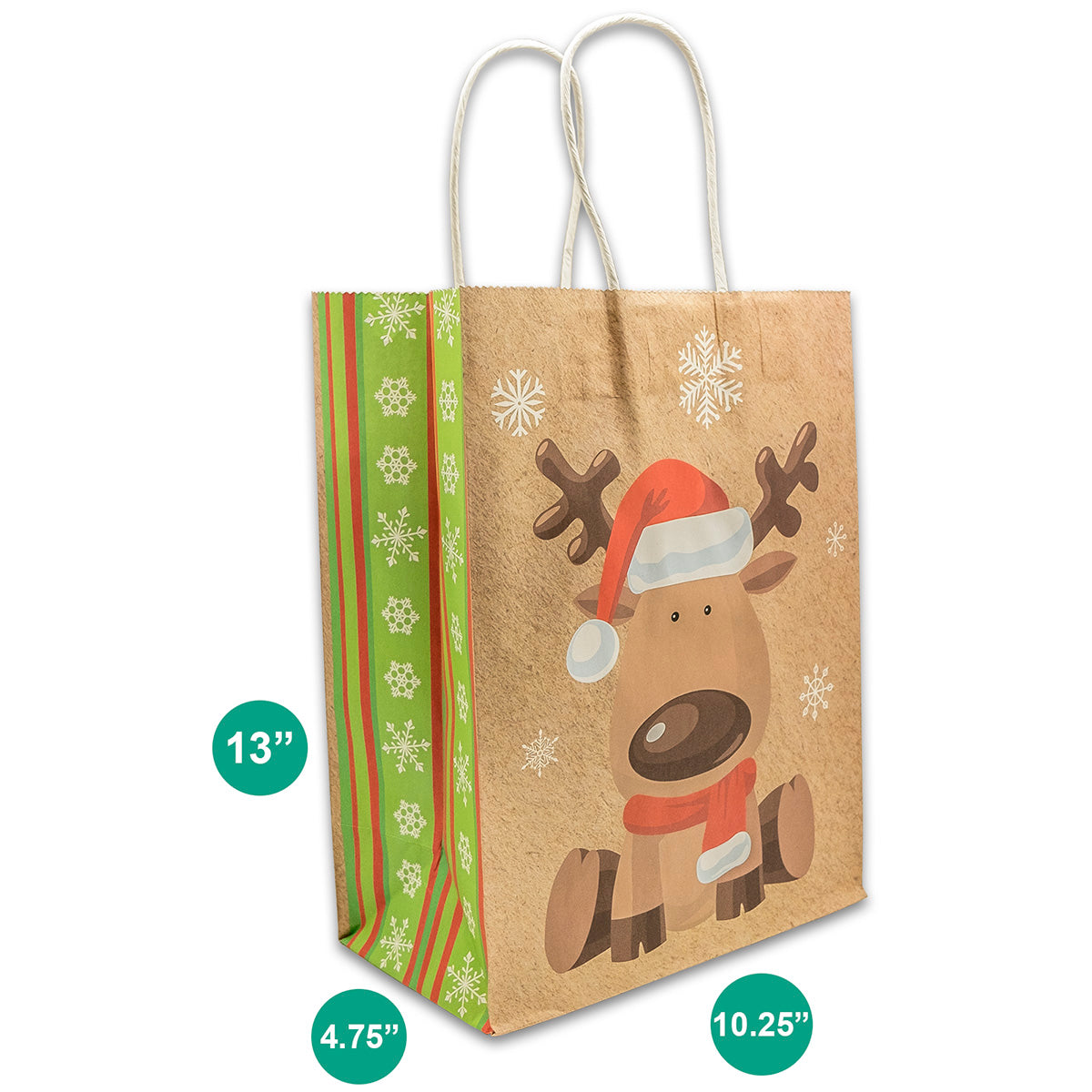 Kraft Paper Christmas Reindeer Shopping Gift Bags