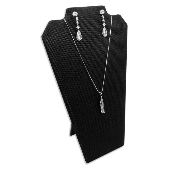 11 1/8" Black Burlap Necklace and Earring Easel Display