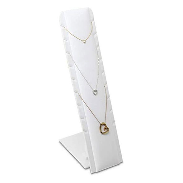 11 3/4" White Leatherette Necklace and Earring Jewelry Display
