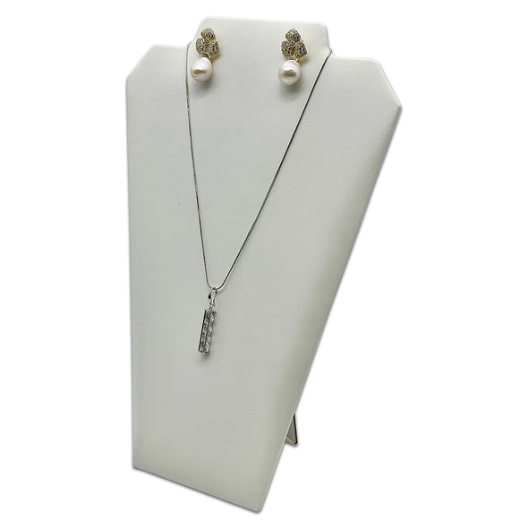 12 1/2" White Leatherette Necklace and Earring Easel Display