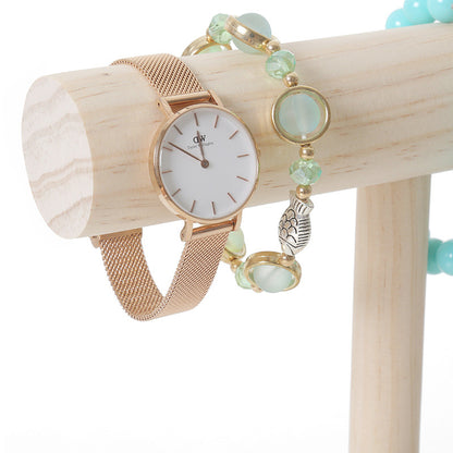 12" Natural Wood Single Round T-Bar Bracelet Display