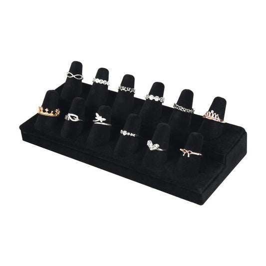 12 Finger Black Velvet Ring Jewelry Display