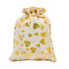 12" x 16" Cotton Muslin Gold Heart Drawstring Gift Bags
