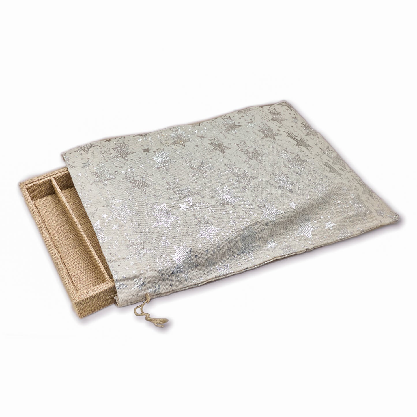 12" x 16" Cotton Muslin Silver Star Drawstring Gift Bags