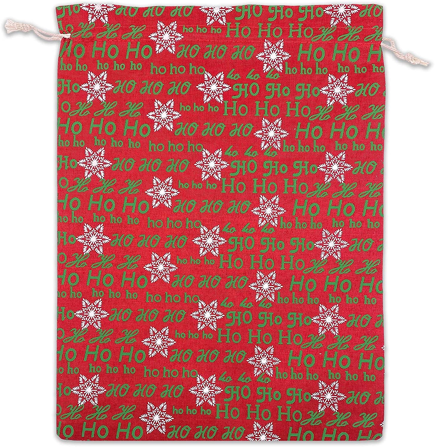 12" x 16" Jute Burlap Red Christmas Ho Ho Ho Drawstring Gift Bags