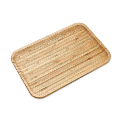 12" x 8" Bam & Boo Natural Bamboo Minimalist Rectangular Serving Tray