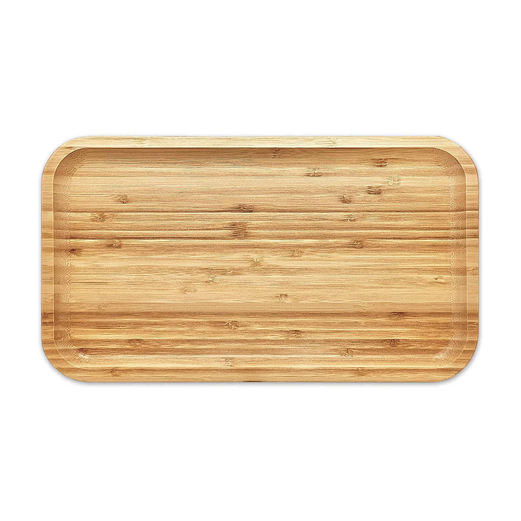 Rectangle Natural Bamboo Serving Tray - with Handles - 13 1/2'' x